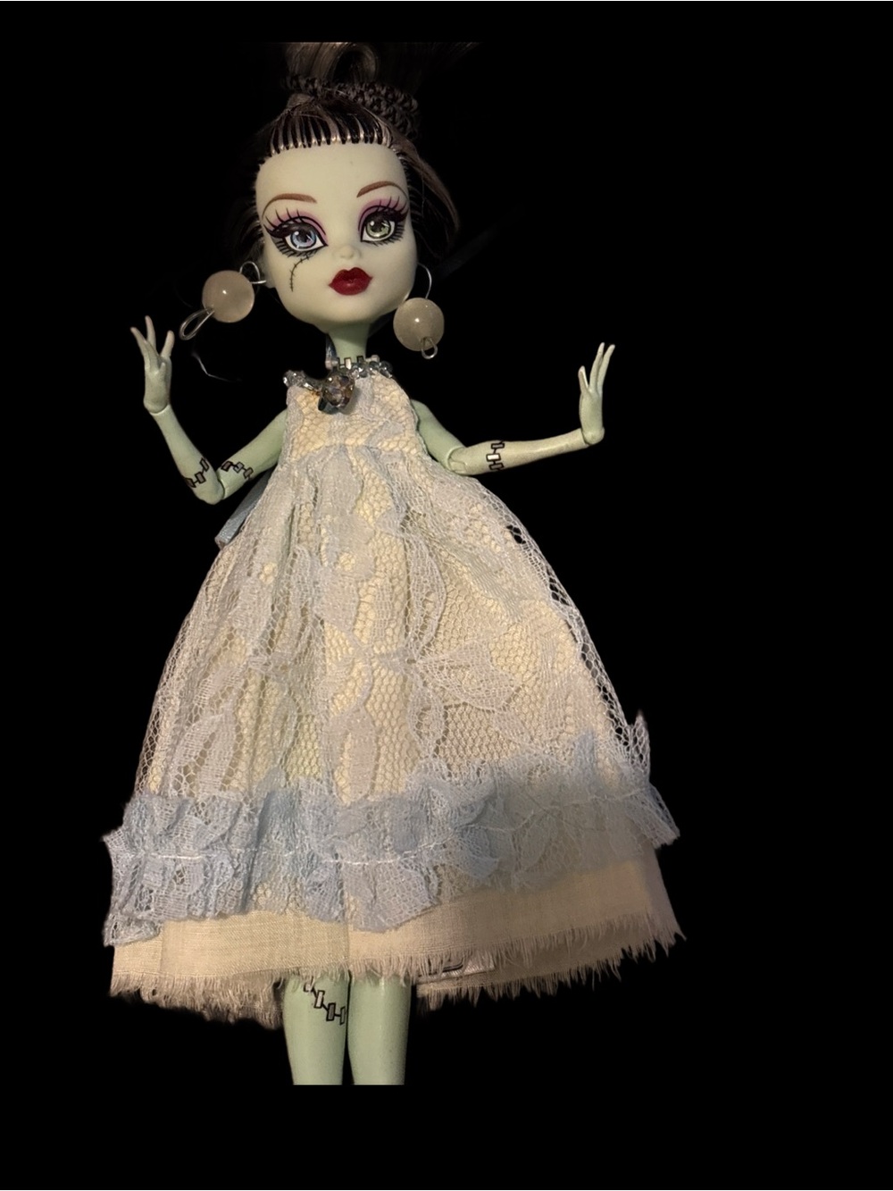 Nwots Dolly Couture Pale Blue Party Dress with Lace Detail